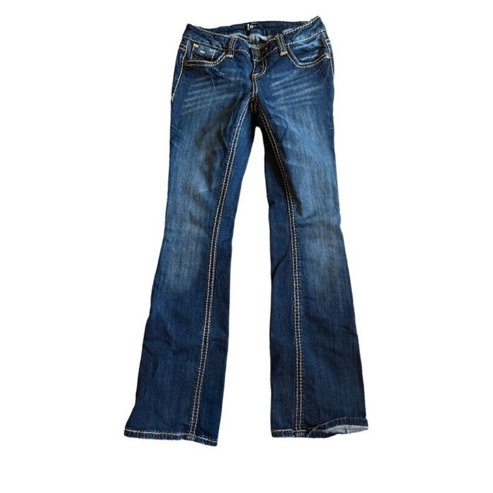 Women's Juniors Size 5 Z2 Medium Wash Embroidered Denim Bootcut Jeans